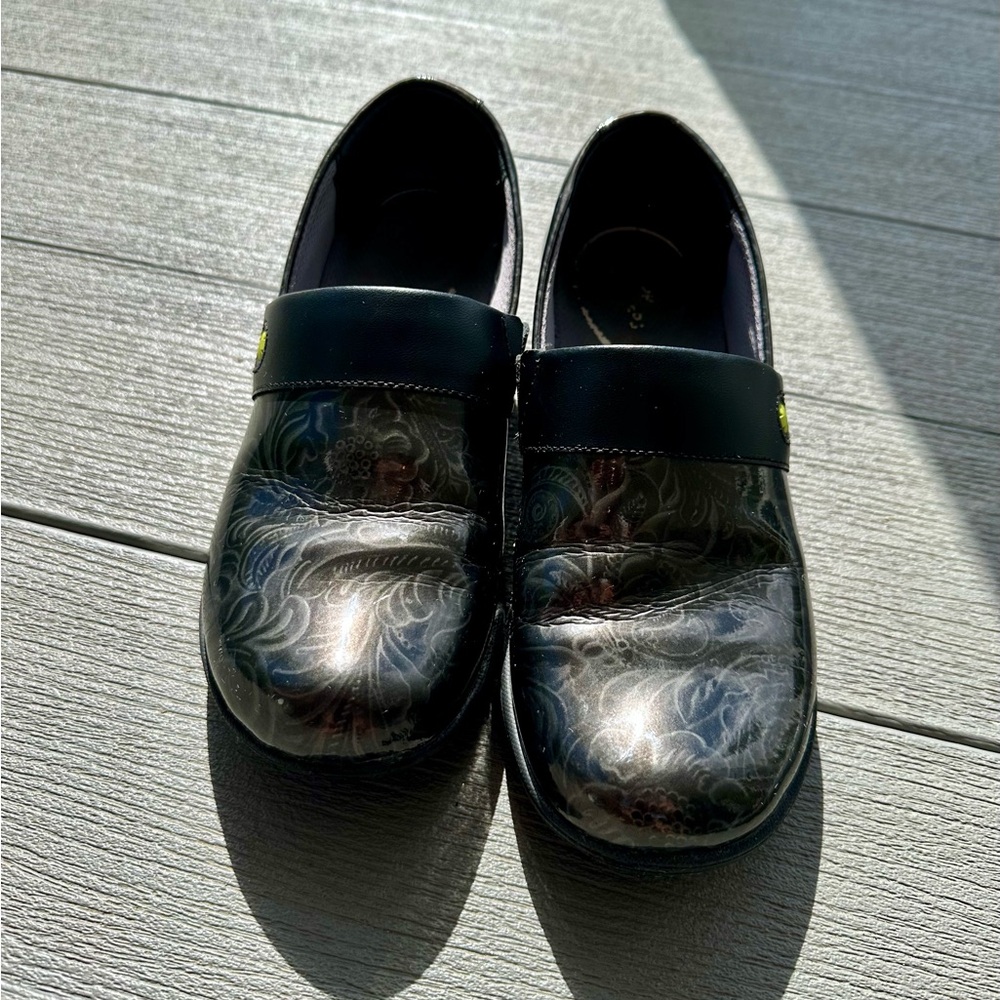 Black Leather Clogs